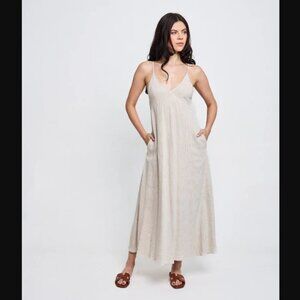 Hunter & Brown Meet Me in Miami Striped Dress, Women's Size L - Off-White/Black